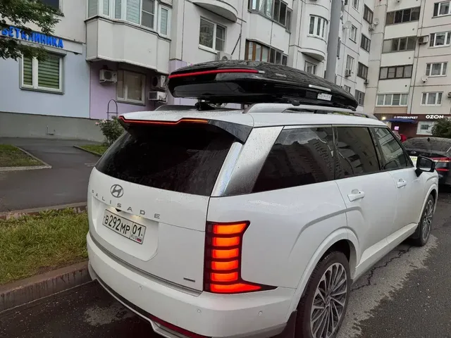 ENROAD на Hyundai Palisade: автобокс ENROAD Nomadix Pro XXL Slim-450, цвет «Чёрный» — дополнительный ракурс автомобиля с установленным автобоксом